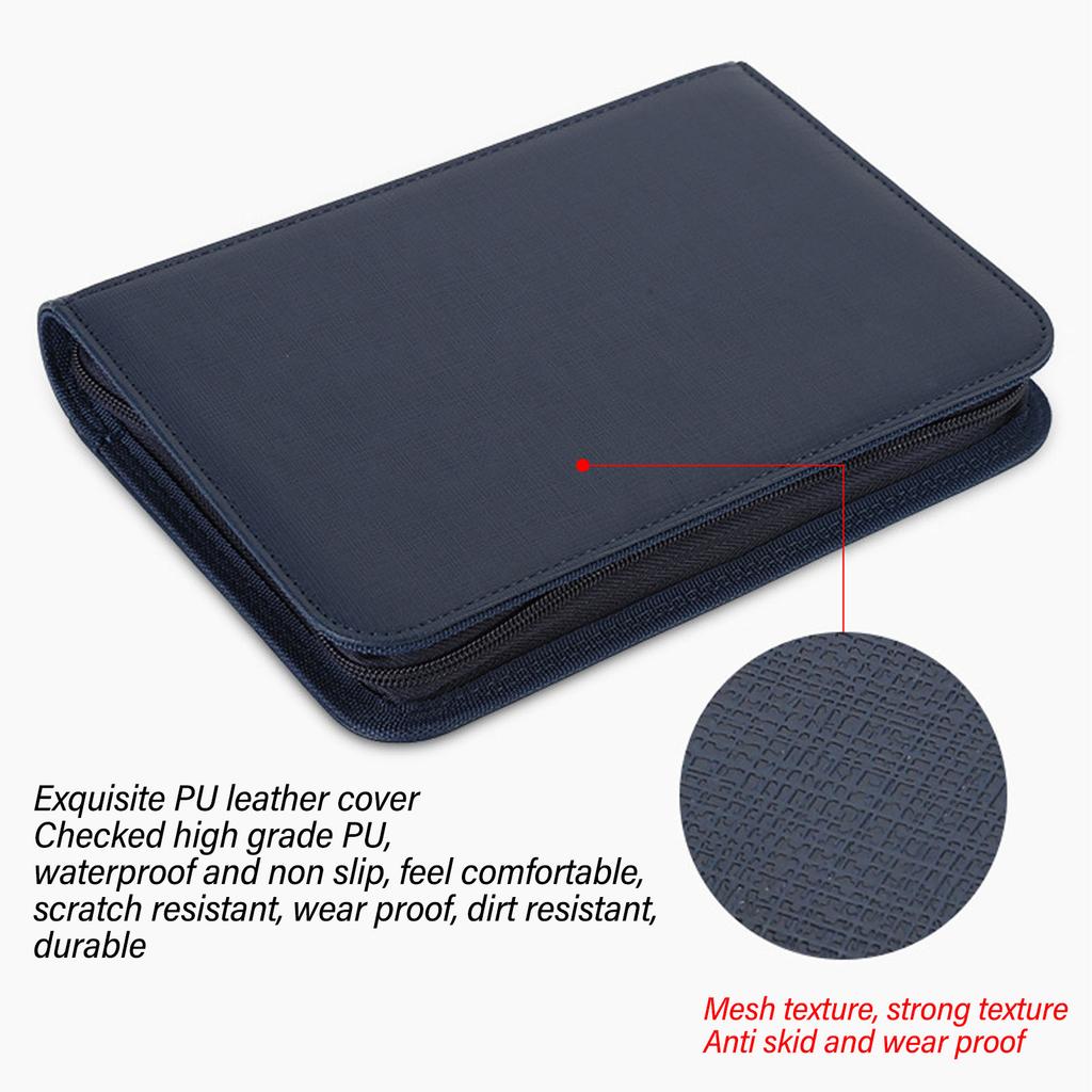 Trading Card Binder 4 Pockets Holds Up to 160 Cards PU Leather Mesh Type Photo Card Storage Book Blue