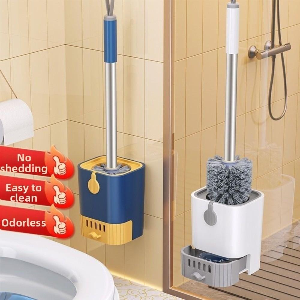Durable Bristles Long Handle WC Brush Built-in draining tray Bathroom Cleaning Tool Shower Area