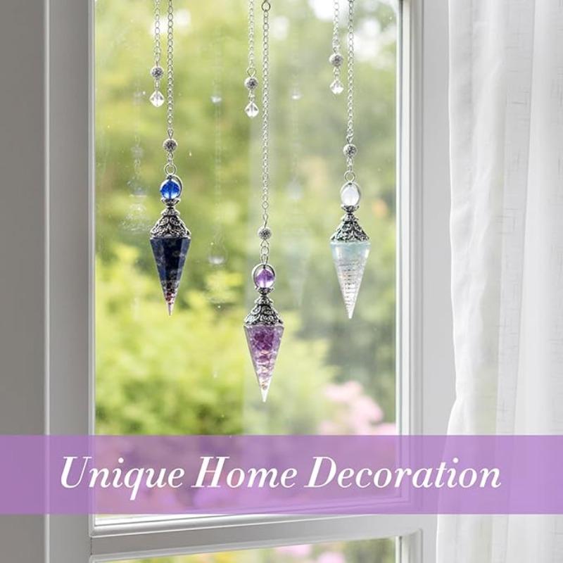 Amethyst Rainbow Stone Aquamarine Crystal Pendulum, Wiccan Supplies and Tools, Pendulos De Energia, Healing Crystals for Energy Balancing Chakra