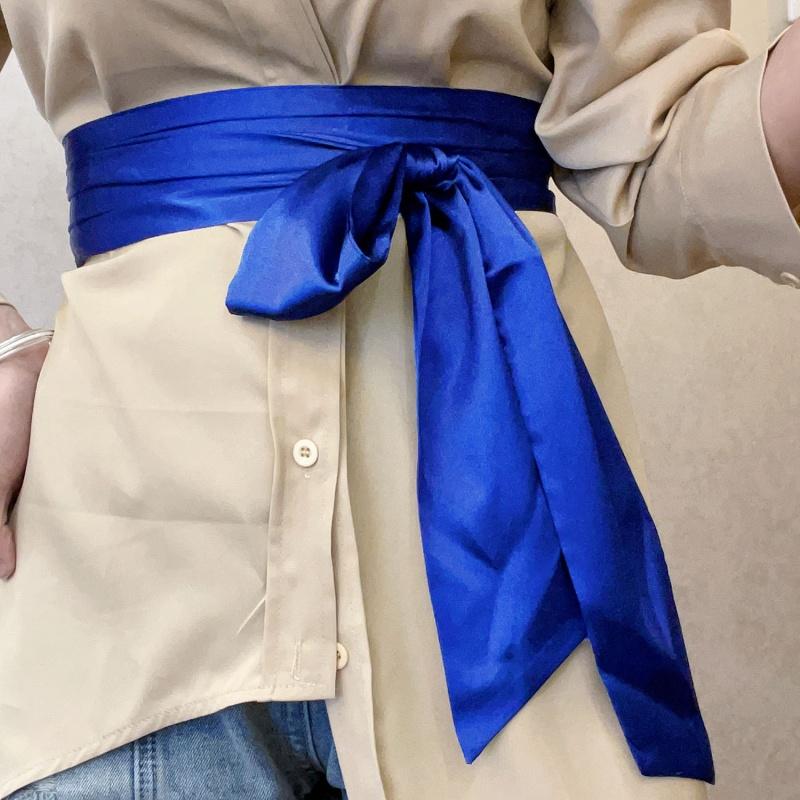 Elegant Adjustable Waist Belt with Glossy Straps – Multi-Use Fashion Accessory Long Wide Silk Scarf