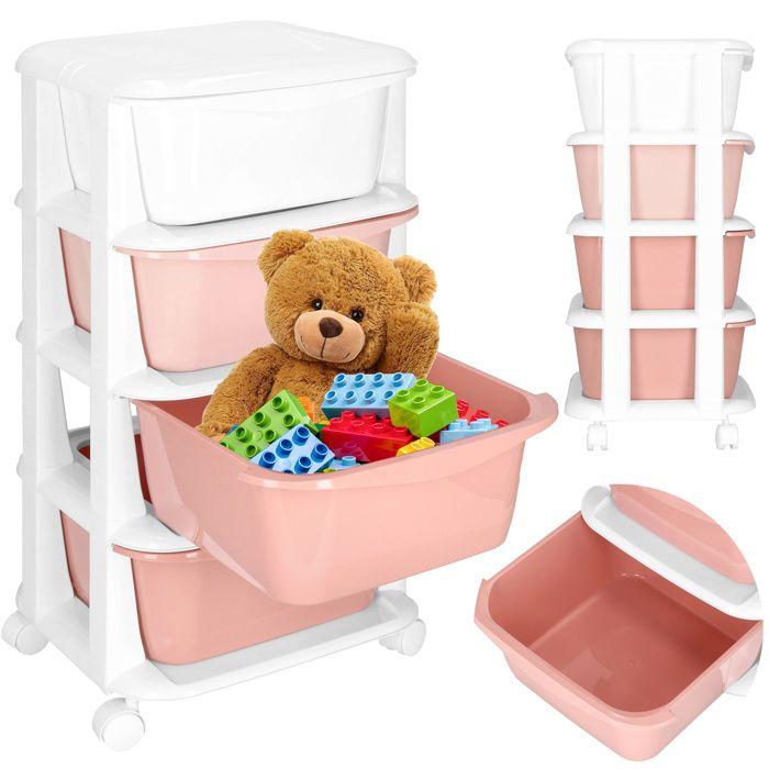 Springos® Meuble De Rangement Pour Enfants À Roulettes 4 Tiroirs Plastique
