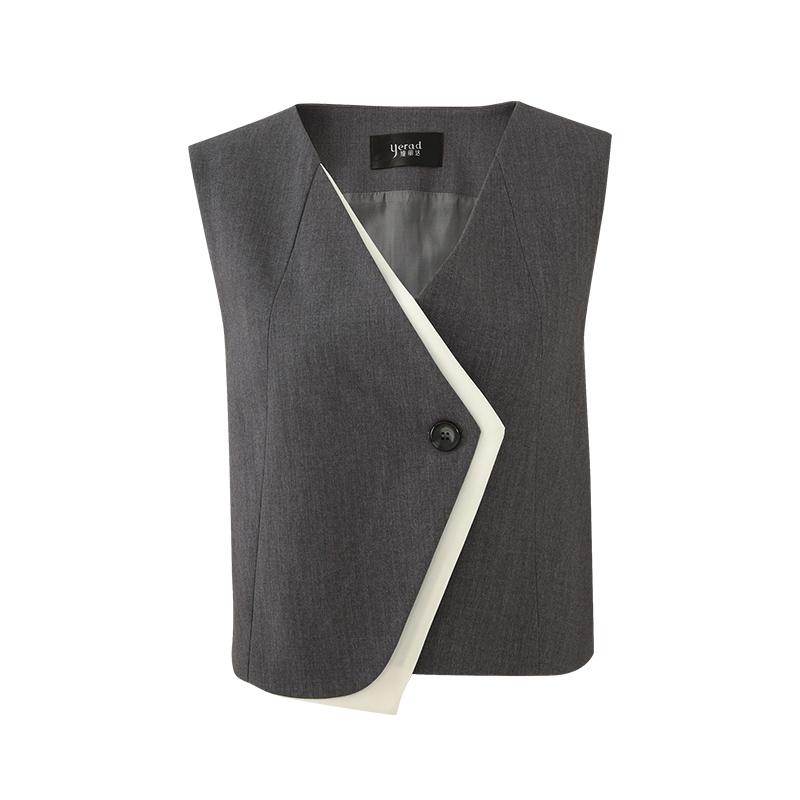 Commuting old money V-neck collision splicing short vest women's high intelligence jacket vest