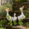 Resin Duck Family Garden Figure Porch Goose Statues, Funny Farm Fence Decor, Decor Outdoor Animal Sculptures & Perfect for Home Stairs, Farm,