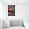 Vintage American Hot Rod Garage Metal Sign, Weathered Distressed Blue-Gray Background, Classic Hot Rod Illustration, Wall Decor