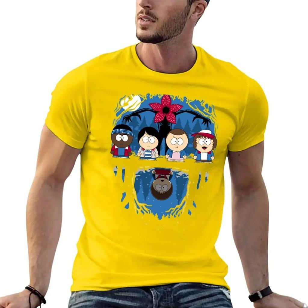 Stranger Park T-Shirt Rohlinge Vintage Kleidung Hemden Grafik-T-Shirt Herren Y2k Kurze Ärmel Klassisch Streetwear Trendig Baumwolle