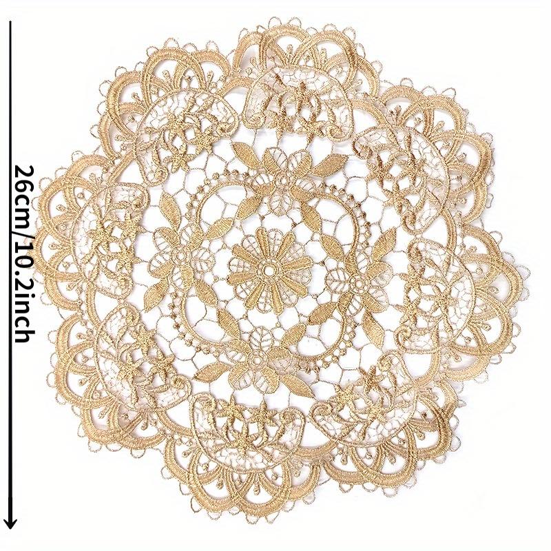 1PC Luxury European Lace Embroidery Placemat Handmade DIY Embroidered Cloth Flower Table Coaster Tray Cushion Tablecloth.