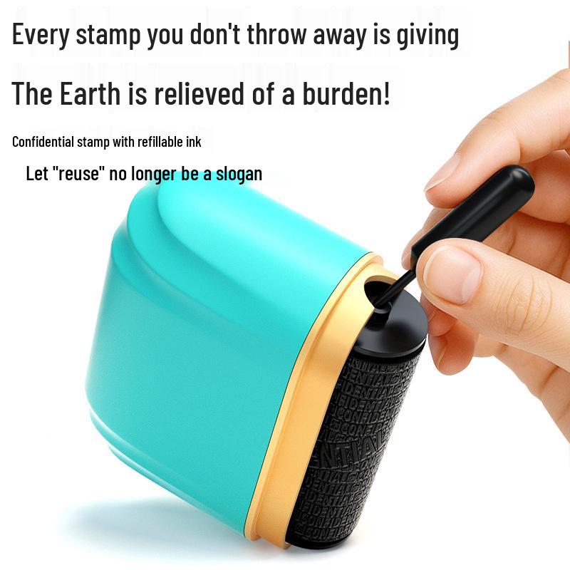 Roller Privacy Stamp with Smear-Proof Ink and Anti-Leak Cover