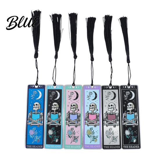 Stainless Steel Bookmark Tarot Card Bookmark Skeleton Pattern Page Marker
