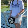 Sporty American Retro Campus Sports Style Running Fitness Pure Cotton Age-Reducing Round Neck Shoulder Short Sleeve T-shirt for Women