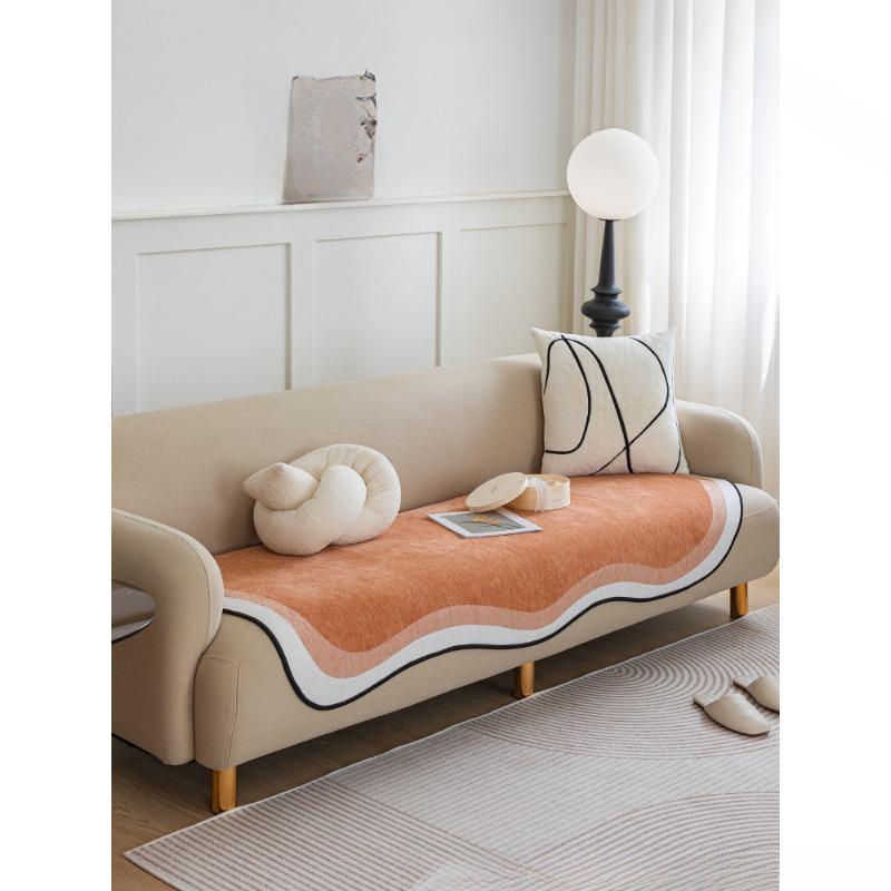 Chenille Irregular Sofa Cushion Special-Shaped Cushion Four Seasons Universal Non-Slip Anti-Scratching Solid Color Matcha Green One Piece