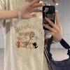 American cartoon cotton short-sleeved T-shirt women's summer new loose fat mm large size student half-sleeved top ins