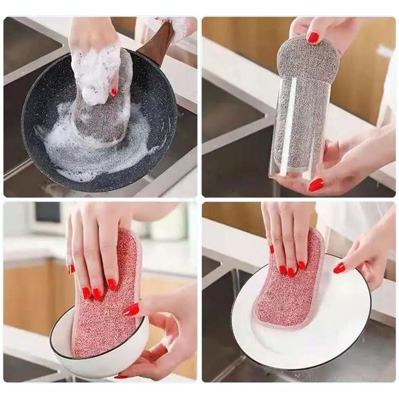 1/2/3pcsNon-Scratch Microfiber Sponge,Multi-Purpose Scrub Sponges For Kitchen Kitchen Gadgets,Cleaning Plate Sponge Kitchenware