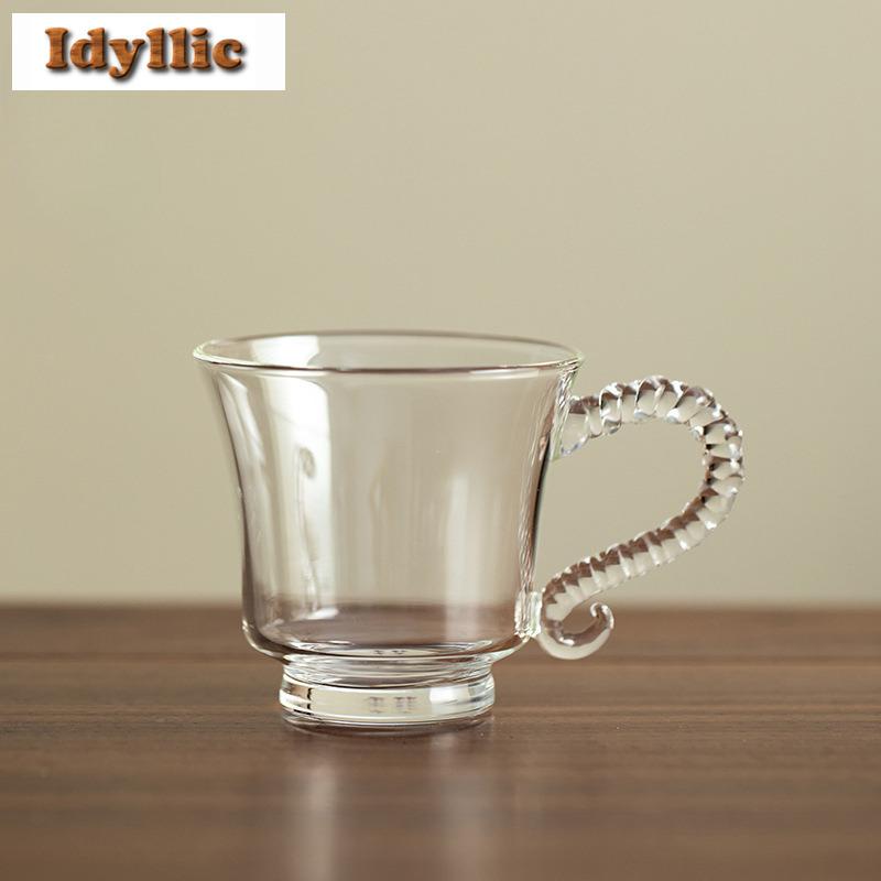 90ml Handheld Glass Coffee Mug Boutique Beer Cup Afternoon Tea Mug Water Ice Cold Juice Jug Office Water Cup Drinkware Supplies