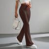 Women Solid Color Casual Pants Casual Form-fitting Flared Pants