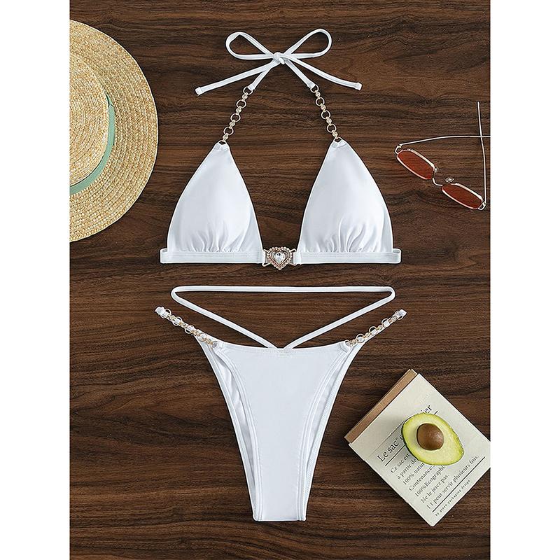 Sexy Solid Lace Up Bikinis 2 Piece Set Women Split Swimsuit Beach High Waist Bikinis New Summer Swimwear Bikinis Set
