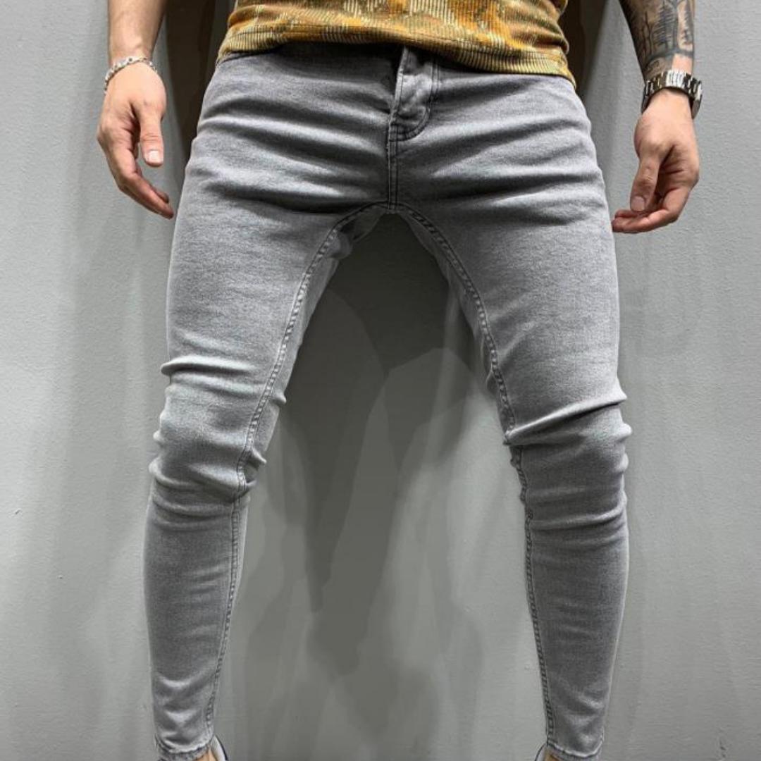 

Мужские джинсы с прорезями для колена, молния, брюки из икры, модные брюки из денима больших размеров, тренд, универсальные повседневные джинсы 4XL