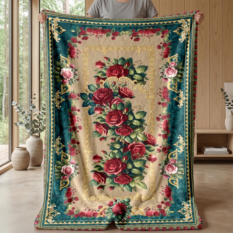 Elegant Rose Arch Design Theme blanket Lightweight Warm Flannel Blanket Decorative Throw Blanket for Home Decoration