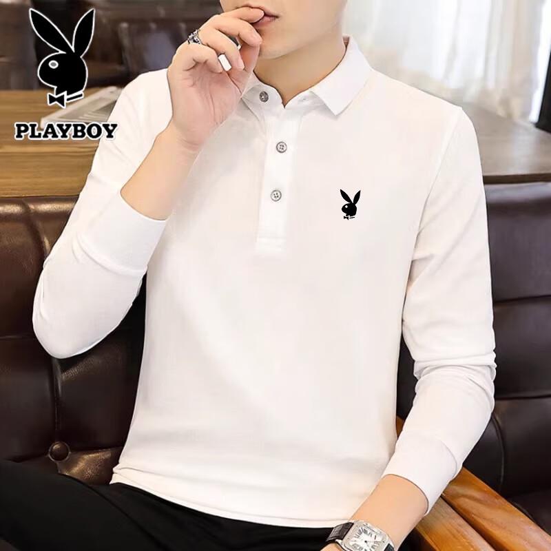 Playboy Men's Spring/Fall Long Sleeve Lapel Polo Shirt