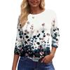 Women's Fashion Casual Round Neck 3/4 Sleeve Loose Printed T-Shirt Ladies Top