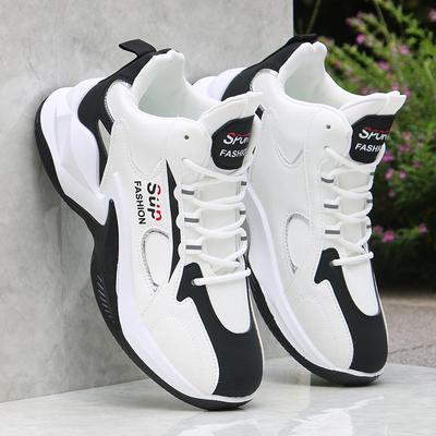 Sneaker Sportive da Uomo Impermeabili in Pelle a Collo Alto - Antiscivolo, con Suola Morbida, Scarpe Casual di Tendenza Primaverili e Autunnali per la Corsa