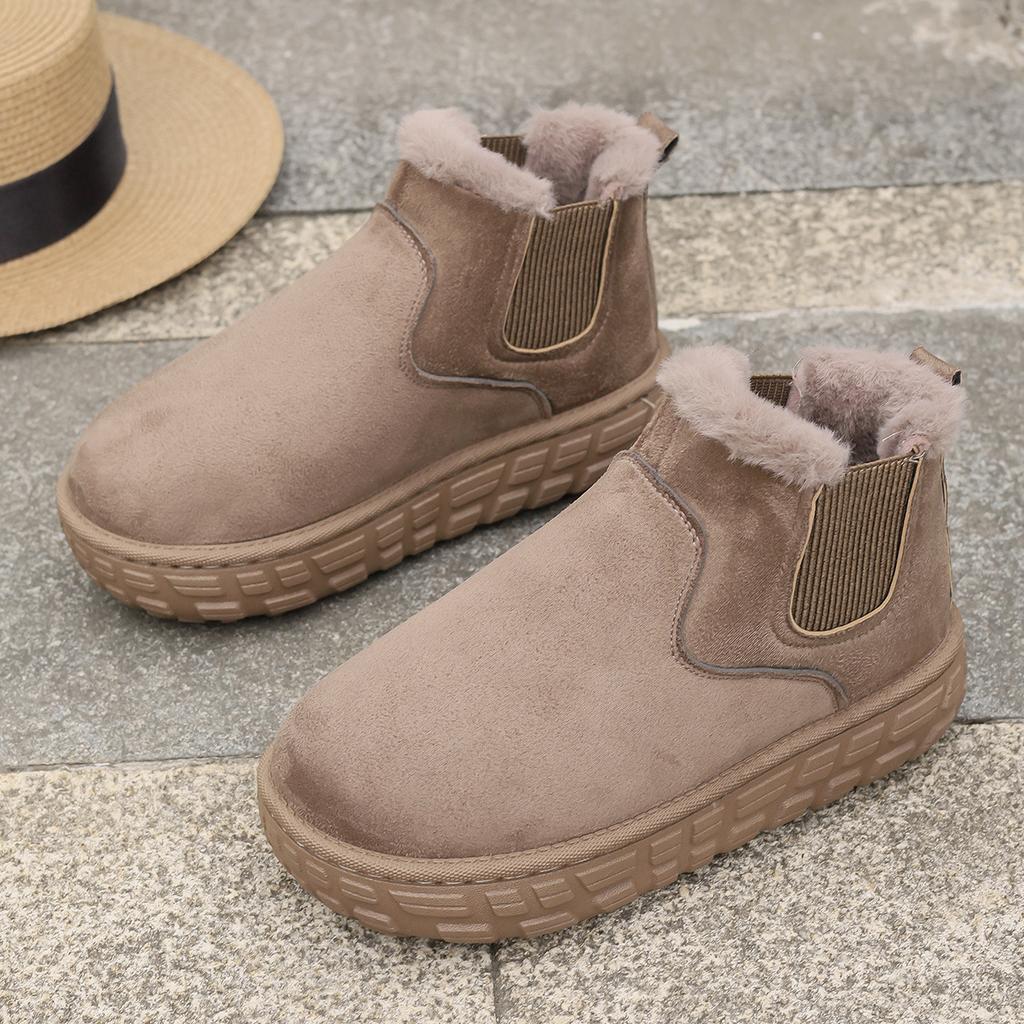 Women's Wide Width Platform Snow Boots, Plush Lined Winter Ankle Boots, European Warm Booties for Women