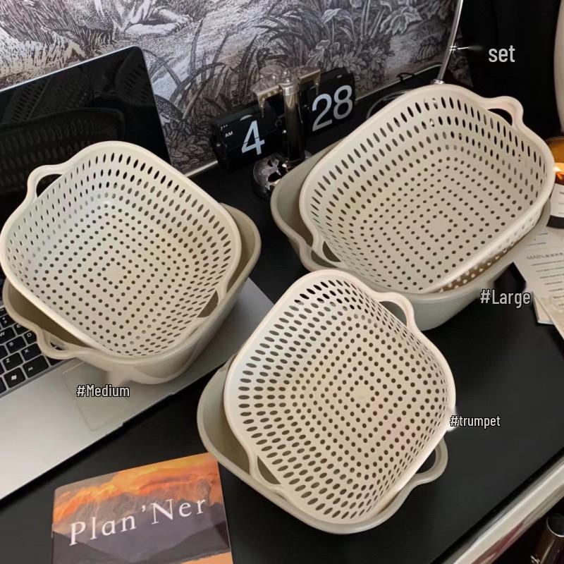 Double-Layer 8-Piece Thickened Vegetable Washing & Draining Basket Set