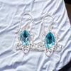 925 Stamped Silver Sky Blue Topaz Gemstone Handmade Jewelry Girls Earrings 1.70" EE-40-2