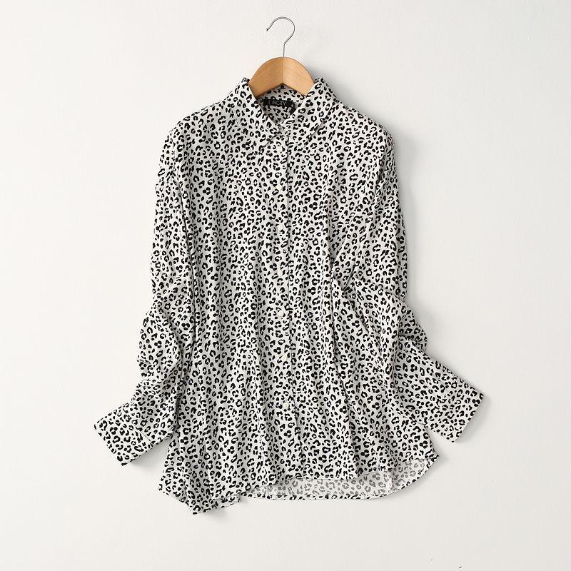 Trade Original Order Elegant Polka-Dot Loose-Fitting Long Sleeves Cotton Silk Shirt Artificial Cotton Tops Summer Thin Plus Size Women's Clothing