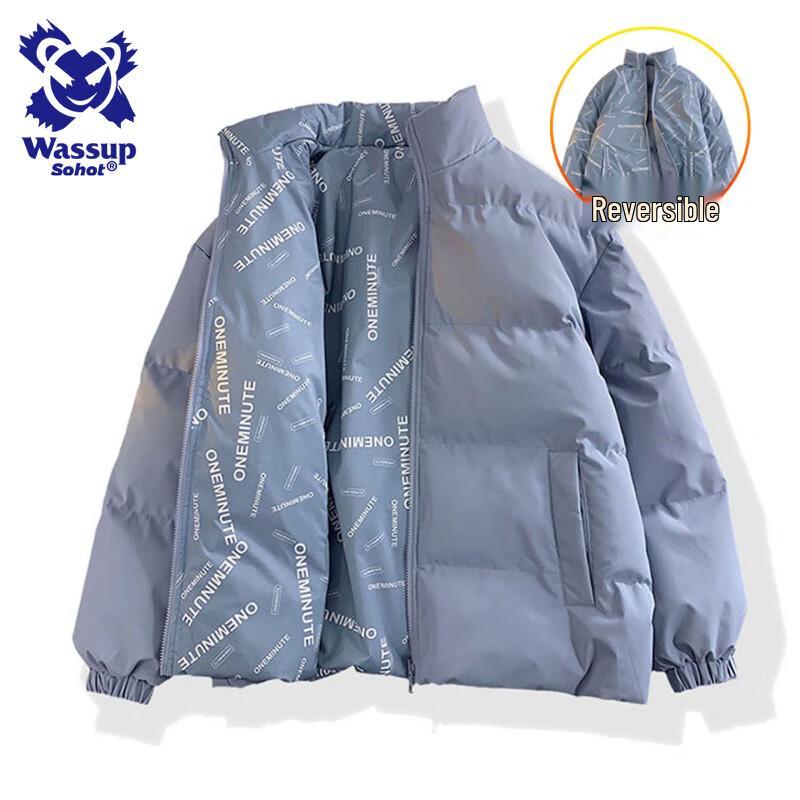 

Wassup Sohot Мужская двусторонняя стеганая куртка-пуховик 3XL