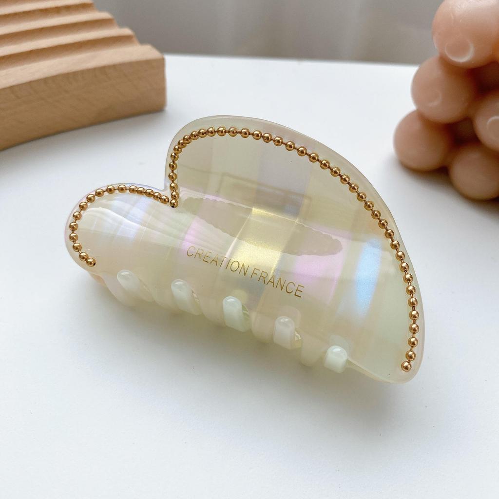 Nanrui Koreanischer Stil Farbverlauf Herz Acetat Haarspange für Damen - Vielseitige Mode Haifisch-Klammer