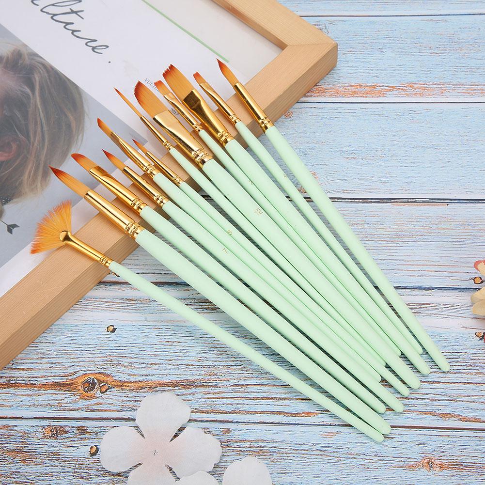 12PCs Nylon Brush Set Watercolor Brush Painting Tool Art Supplies for Craft Collection12PCs  Matt