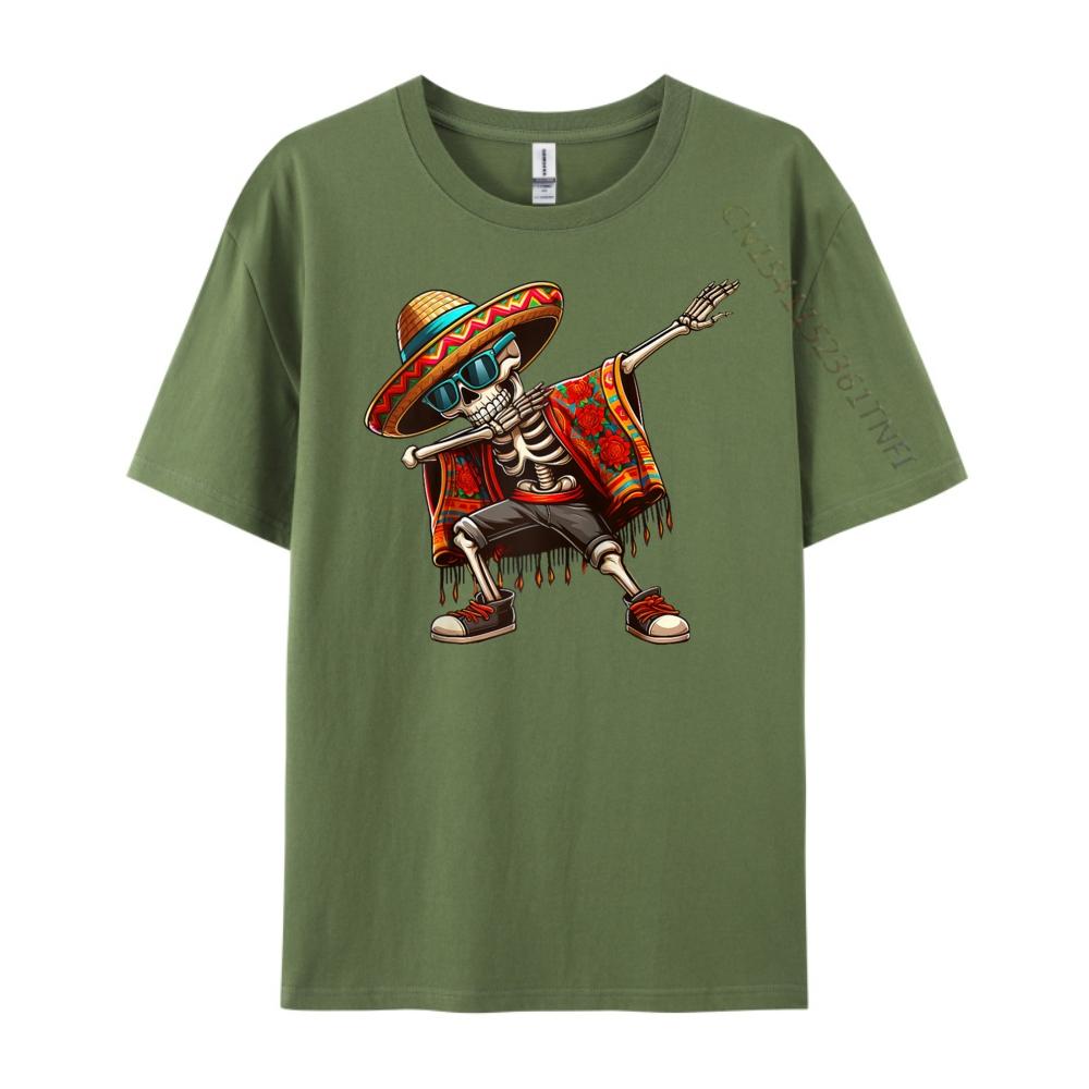 Dabbing Skeleton Sombrero Poncho Cinco De Mayo Mexican Raglan New T Shirt Mens TShirts