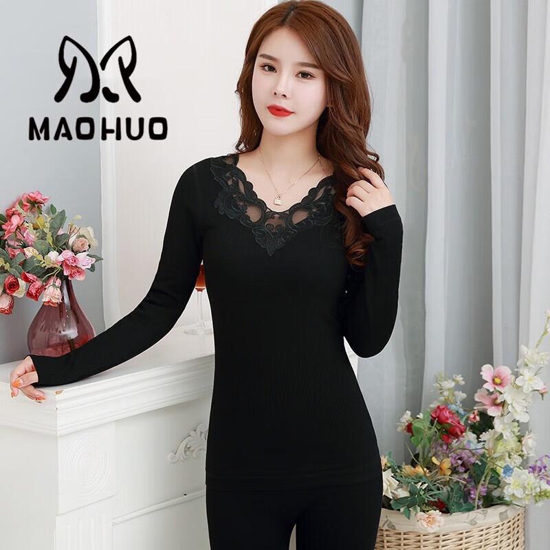 

Жіночий термокомплект безшовний мереживний базовий шар з V-подібним вирізом, приталеного крою One Size (Fits 80-135 jin)