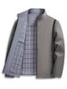 Men's Solid Color Stand Collar Zipper Jacket - Business Casual for Middle-aged and Elderly