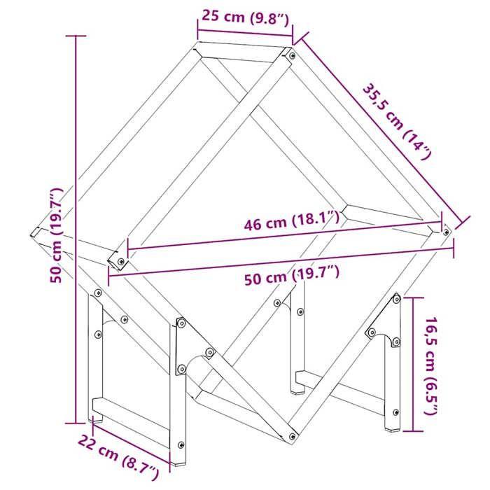 VidaXL Portant de bois chauffage noir 50x25x50 cm, support à bûches de cheminée, support à bûches, support à bûches, 864275