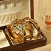 Modern Stainless Steel Cuff Bracelet With Engraved Pattern For Elegant Summer Style