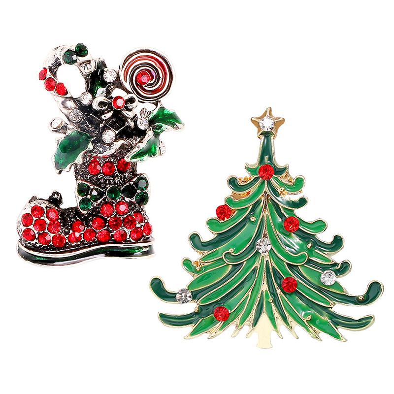 Exquisite Christmas Dropping Oil Brooch Christmas Tree Snowman Wreath Enamel Metal Brooches Pins Christmas Decoration Brooches