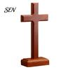 Desktop Religious Statue Solid Wood Stand Tabletop Ornament, Wooden Standing Christian Gifts, Devotional Spiritual Item Faith Decor for Home