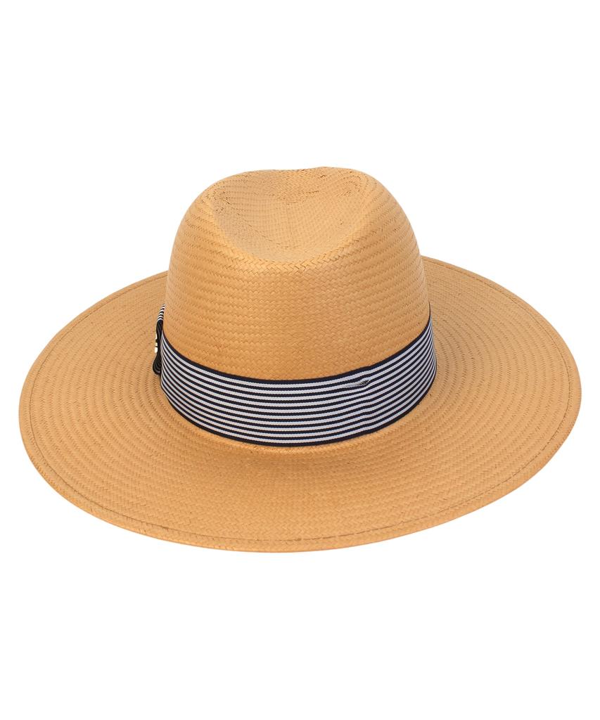 Yunibeosyeolkemiseuteuli Stripe Line Beige Long Fedora Summer Fedora