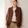 Women's Cashmere Knit Cardigan: Long Sleeve, Loose Fit, Thick, Stylish, Versatile, Soft, Skin-Friendly for Autumn and Winter