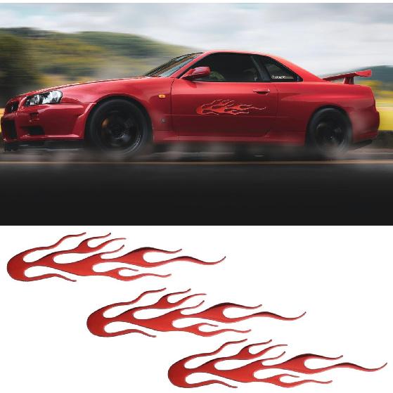 3 Pcs Black Flame Reflective Sticker Decal for Cars Motorcycle