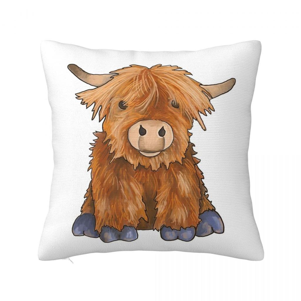 Adorable Highland Cow Square Pillowcase Cushion Cover Pillow Case Throw Pillow Cover for Home Bedroom Car