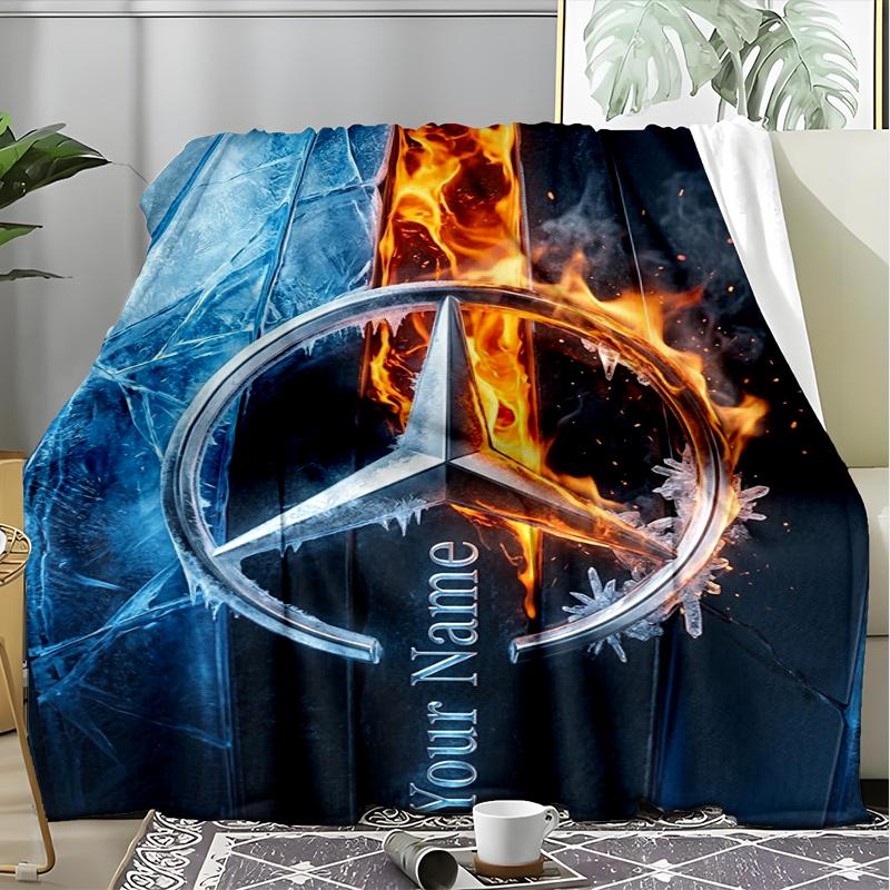 custom Name Text Fire Ice Theme blanket Soft Flannel Blanket Plush Throw Blanket Cozy Sofa Bed Blanket for Home Decor