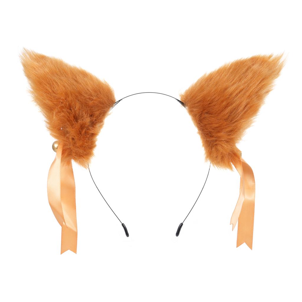Plush Fox Ear Hair Clip Headband Hair Accessory Cute Furry Fox Ear Hairpin Soft Fox Ear Hairband Ribbon Headdress for