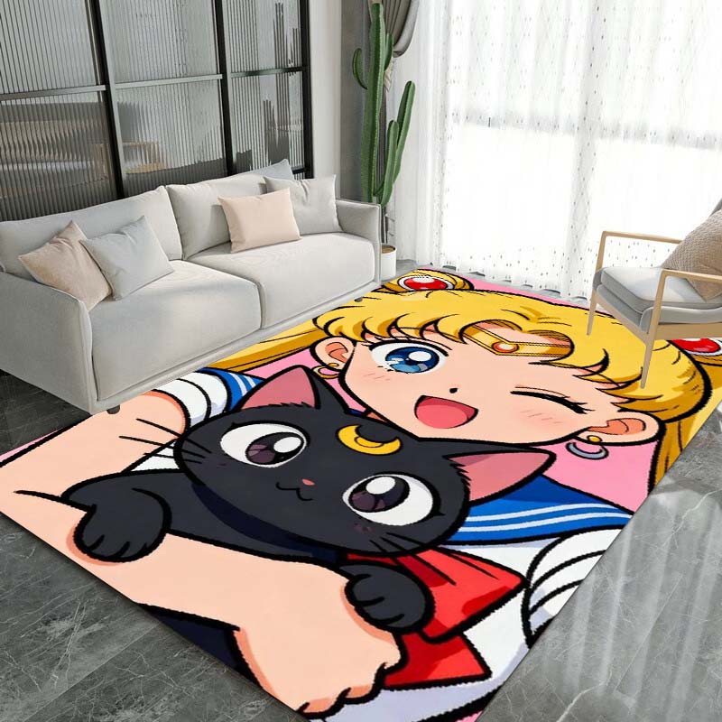 Schöne Kriegerin Sailor Moon 3D Teppich, Geeignet für Wohnzimmer, Schlafzimmer und andere Heimdekoration, Rutschfeste Fußmatte und Geschenkwahl.
