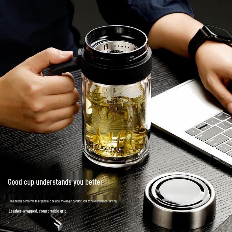 Fuguang G1811 Double-Layer Glass Office Mug