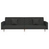 2 Seater Sofa Bed with 2 Pillows Black Fabric