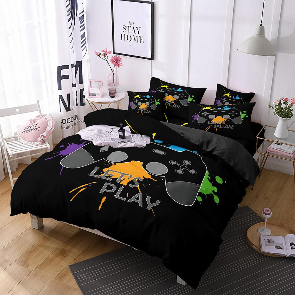 Gamer Duvet Cover for Boys Gaming Comforter Cover Games Gamepad Polyester Bedding Set Kids Game Room Decor Video Game Controller