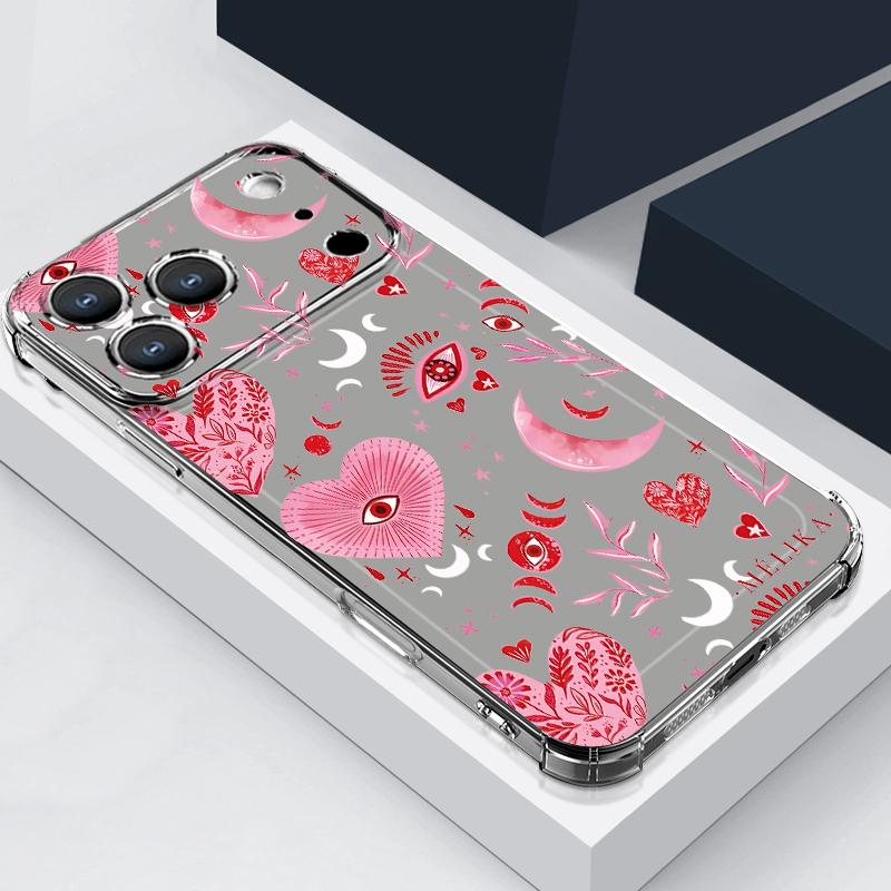Love Heart Painted Print Silicone Phone Case For iPhone 17 Pro Max 16 15 14 Pro Max 13 12 Pro 11 Shockproof Soft TPU Clear Cover