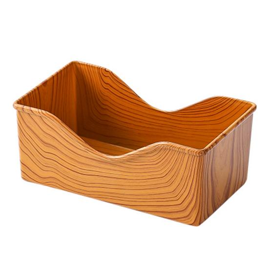 Spit Bone Dish Imitation Wood Grain Stackable Retro Food Grade Fruit Snack Cake Tray Dining Table Plate for Dining Room